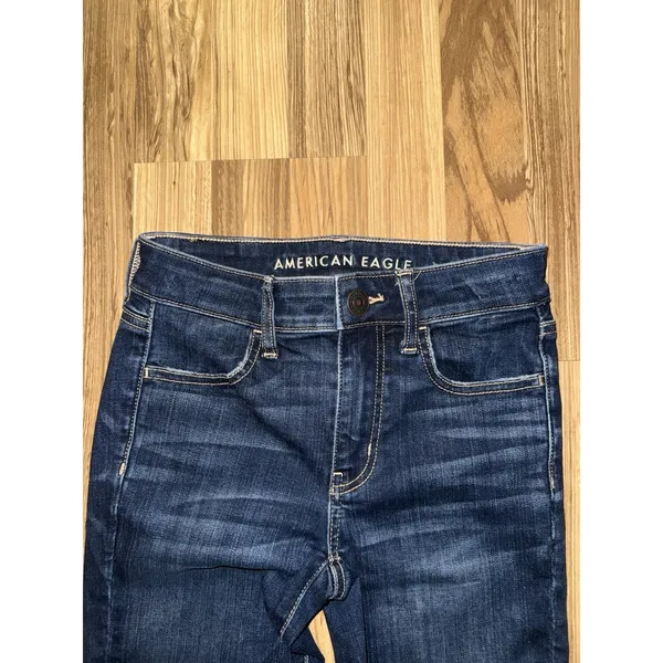 American Eagle 00R Next Level Stretch Hi-Rise Jegging Crop Distressed Denim Jean - Image 2