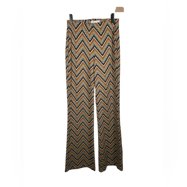 Urban Outfitters Chevron Knit Flare Pants Small Brown 70s Boho Y2K - Image 2