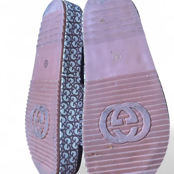 Brown Monogram Platform Slide Sandals Y2K Neutral Resort Quiet Luxury Size 4 - Image 4