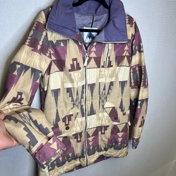 Burton Dryride Thermolite Snowboard Jacket XS Purple Aztec Geometric Print Coat - Image 2