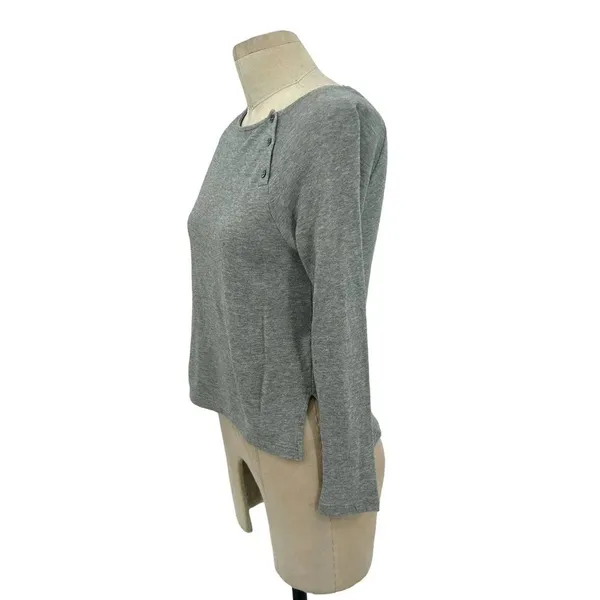 James Perse‎ Gray Button Neckline Long Sleeve T-Shirt Size 00 / XXS - Image 4