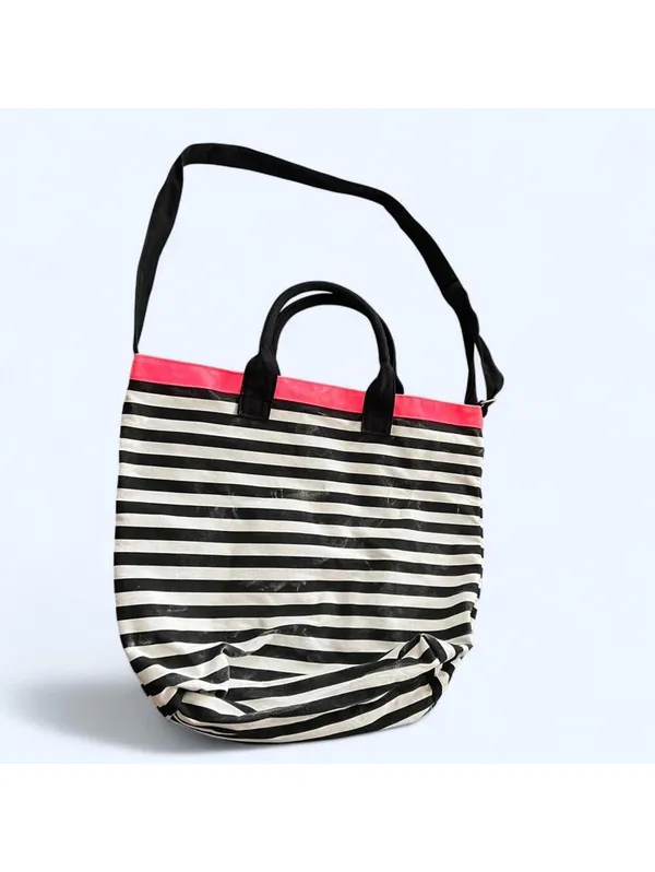Vintage Y2K Victoria’s Secret Pink Striped Tote Bag Beach Shoulder Bag 💗 - Image 3