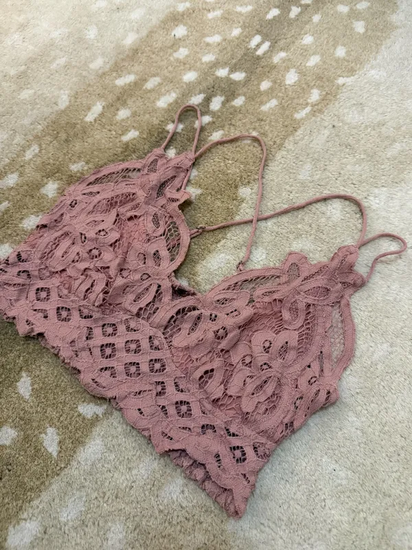 Free People Adella Lace Bralette Dusty Rose Rosewood Mauve women’s size medium - Image 3