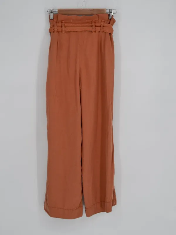 Anthropologie Blythe High Waist Wide Leg Paperbag Pants Terracotta Size 4 - Image 3