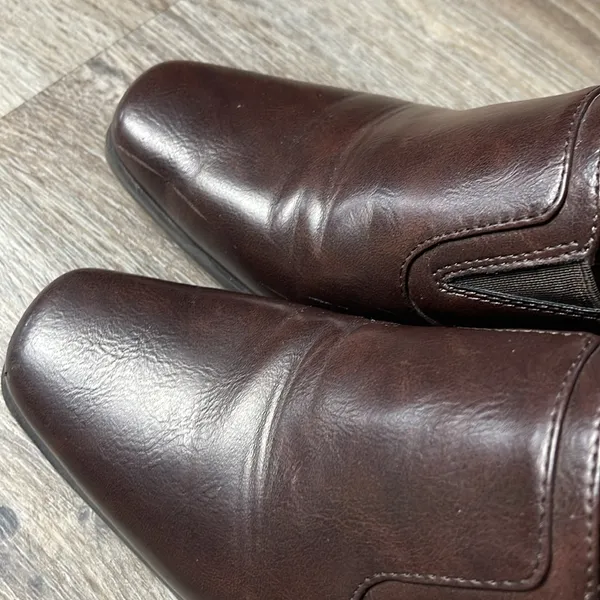 Life Stride Brown Leather Heeled Loafers Size 9 Medium - Image 14