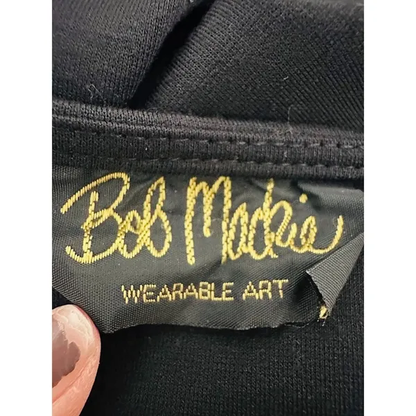 Vtg Bob Mackie Wearable Art Maxi Shift Black 1X Dress Embroidery Lounge Boho‎ - Image 4