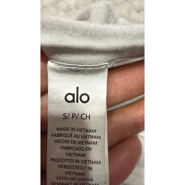Alo Yoga Womens White Short Sleeve Relaxed Fit Crew Neck Activewear T-Shirt S - Image 5
