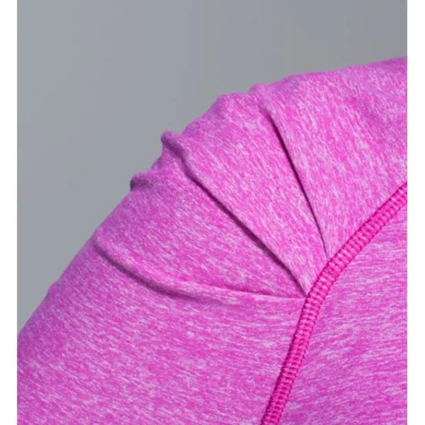 Think Fast Long Sleeve Heathered Ultra Violet Pink Purple Ruched Top 8 - Image 5