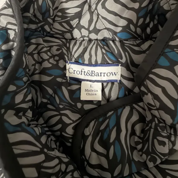 Croft & Barrow Womens Grey Blue Abstract Floral Quilted Puffer Vest Size L 1345 - Image 2