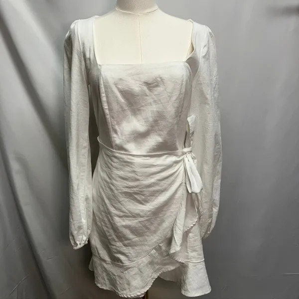 Princess‎ Polly The Villa Mini Dress Womens 8 White Long sleeve Preppy summer - Image 2
