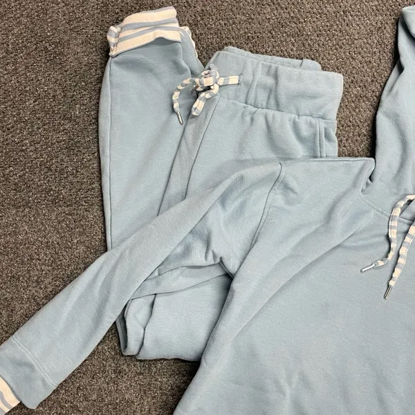 Three Dots women light baby blue sweat suit joggers hoodie size XS casual lounge - Image 3