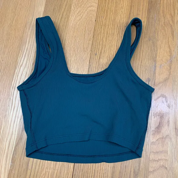 OFFLINE by Aerie Ribbed Medium Support Longline‎ Sports Bra Green Siz3 Large - Image 2