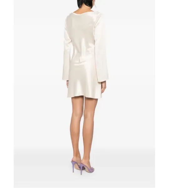 Reformation Pike Satin Dress in Almond Size large Satin Dress - Image 3