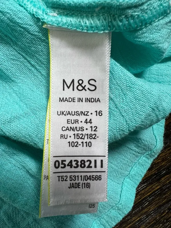 M&S Collection Turquoise Blue Crinkle Sundress Tassel Ties Size 16 - Image 7
