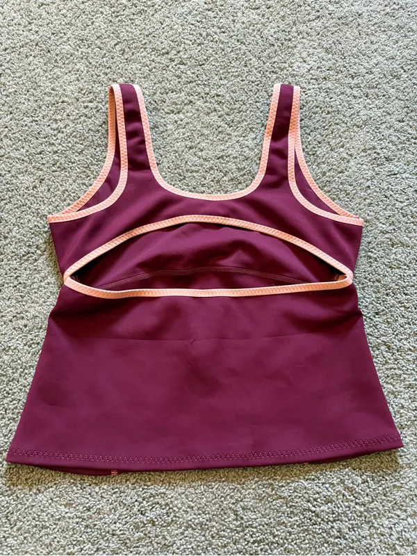 Fabletics Barrier Scuba Tank Top Womens Size XL NWT Maroon/Burgundy Athletic - Image 2