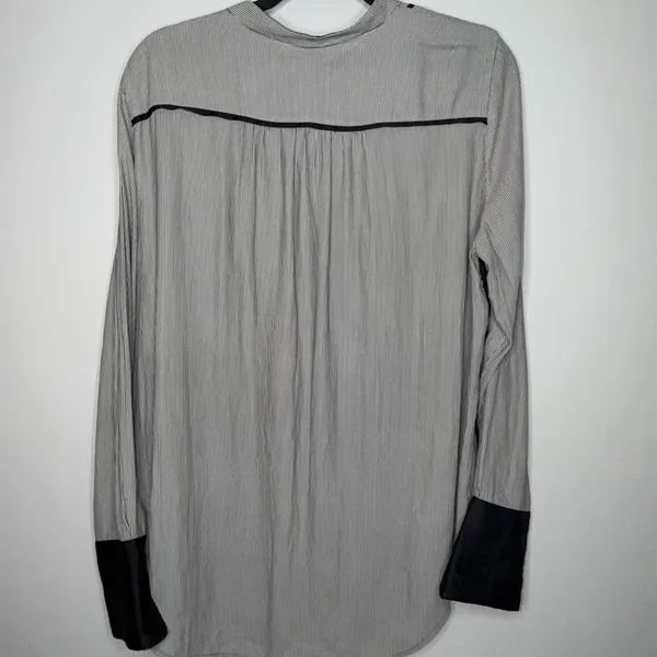 Free People Pebble Crepe Free Bird Womens Large Black White Striped Long Sleeve - Image 5