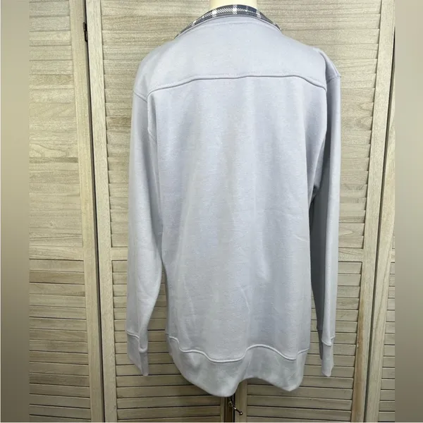 CUFFY'S OF CAPE COD 1/4 Zip Sweatshirt Periwinkle Blue/Plaid-Large - Image 3