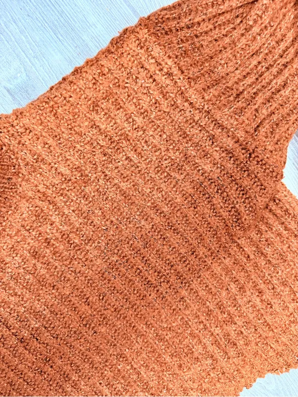 Earthbound cropped long sleeve brown hombre sweater shirt pull over med - Image 2