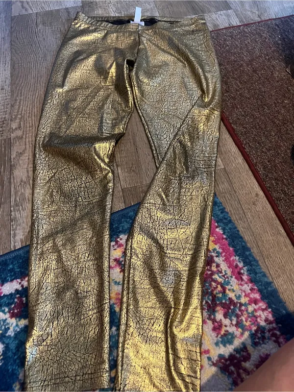 Adidas neo Gold Metallic Women’s Jeans - Shiny Statement Leggings - Image 3