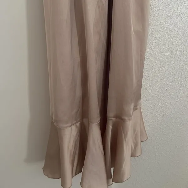 Show Me Your Mumu Samantha Ruffle Wrap Satin Midi Dress Champagne Small‎ - Image 7