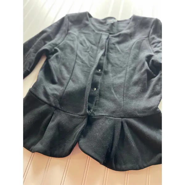ASOS Womens Black Structured Peplum Hem Cardigan Sweatshirt Jacket US‎ 12 - Image 4
