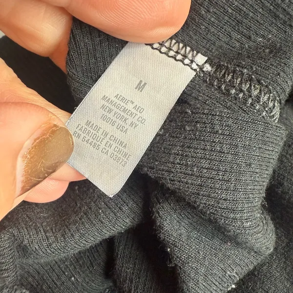 Aerie Ribbed Bootcut Lounge Pants with Tie Waist Black W1179 Sz M - Image 6