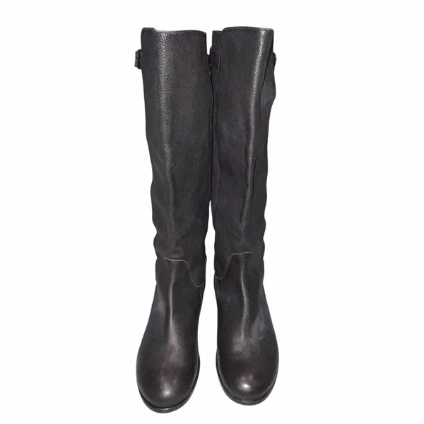 J. Crew Black Pebbled Leather Emmett Tall Boots 7.5 - Image 2