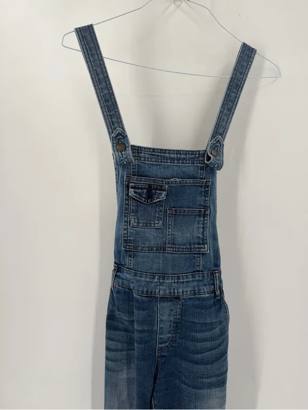 Free People Milo Denim Ankle Medium Wash Multi Pocket Western Cottage Overalls - Image 3
