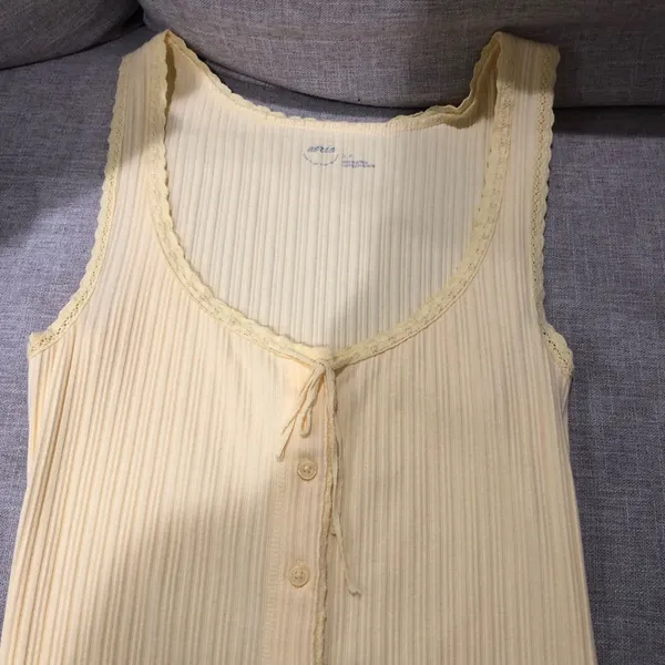 Yellow Stretchy Ribbed Tank Top Small - Image 6
