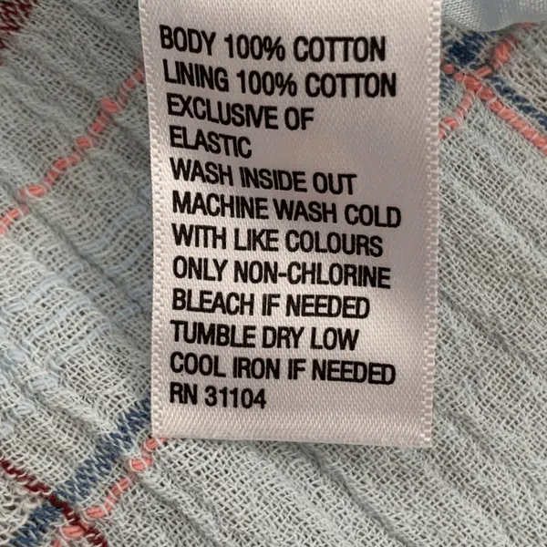 True Craft Plaid Gauze Strapless Mini Dress Baby Blue‎ Cottagecore Boho XL New - Image 12
