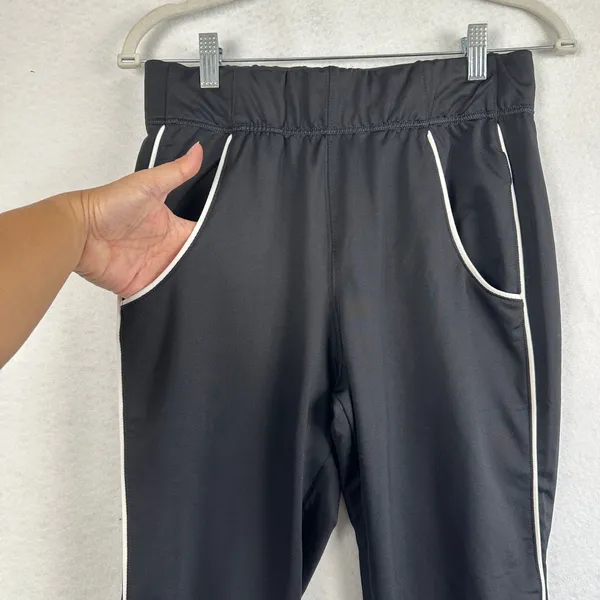 Gymshark Black Joggers Athletic Track Pants White Piping Logo‎ Womens Small - Image 4