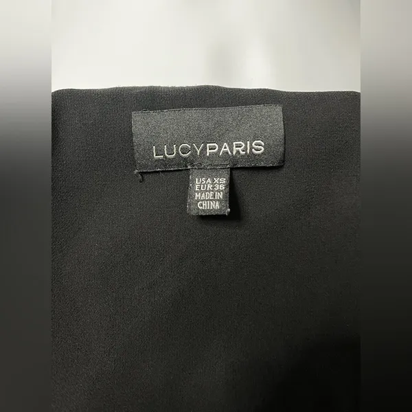 Lucy Paris Women’s Black Satin Silk V Neck Lace Racerback Top Size XS - Image 3