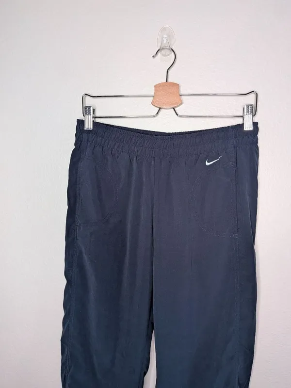 Nike Womens Navy Blue Windbreaker y2k retro Pants split seam Small track pant - Image 2