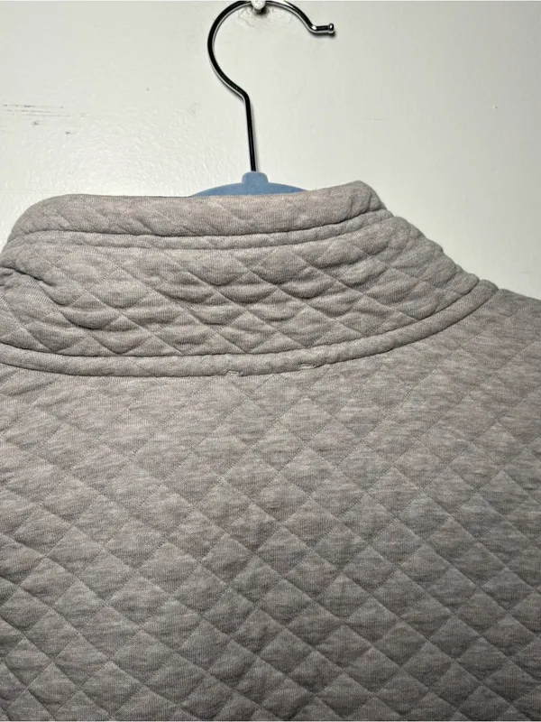Patagonia Quilted Snap-Front Pullover Light Gray Organic Cotton Small Sweater - Image 8