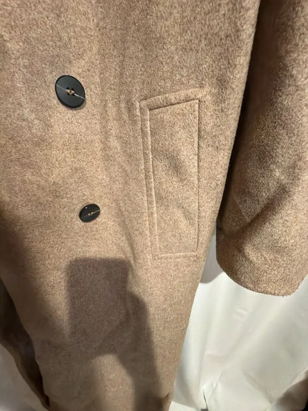 Zara Women's Beige Double Breasted Trench Overcoat Size M - Image 4