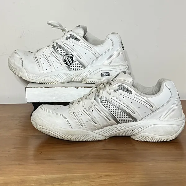 K-Swiss Defier‎ RS Women 11 White Silver Tennis Shoes 92664102 LOW Shock Spring - Image 2
