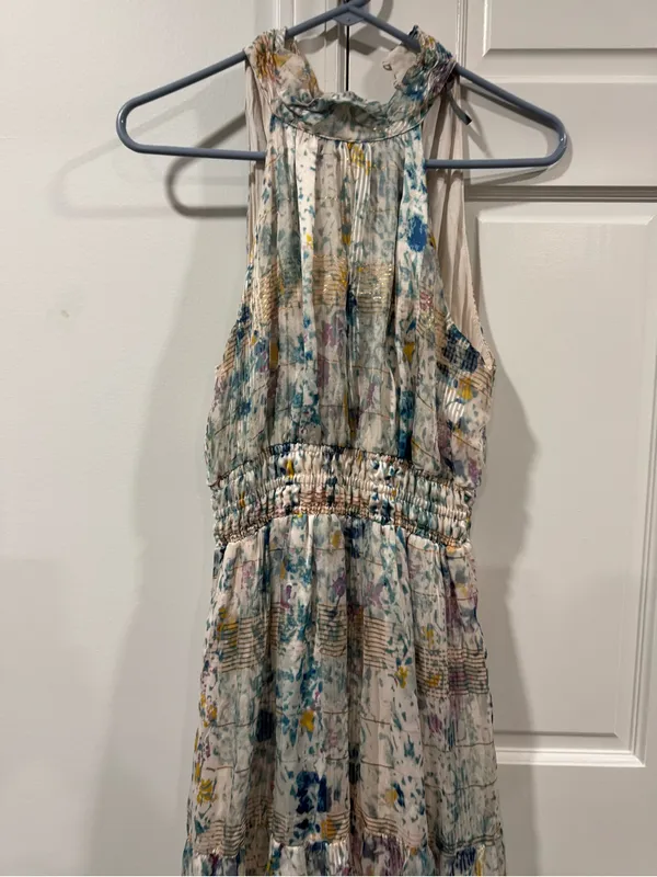 Anthropologie Halter Midi Dress in Light Blue Watercolor - Image 3