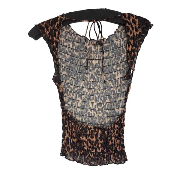 LIONESS Uno Tie Top in Leopard XXSmall Womens Sleeveless Tank - Image 6