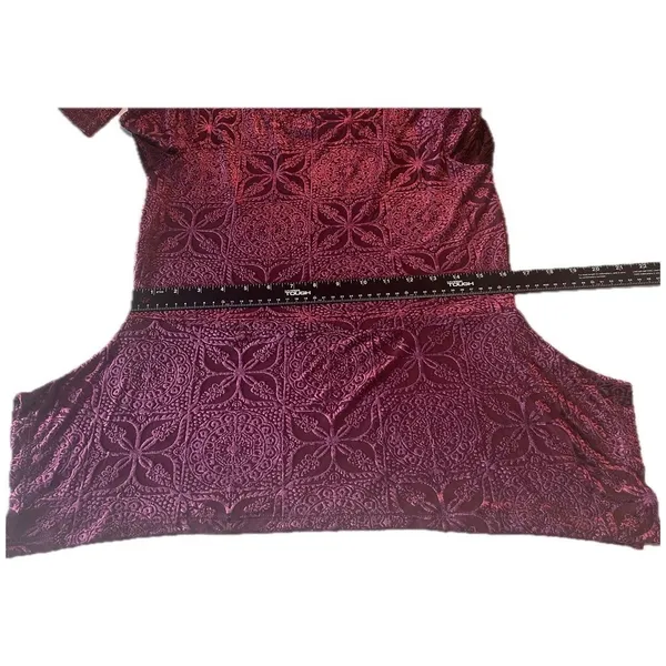 Ivanka Trump Peplum Top Womens S Wine New Burnout Velvet Long Sleeve I78TNHFE - Image 8