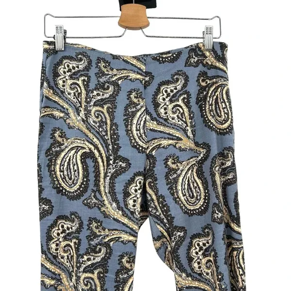 Free People Paradise Printed Linen Blend Pants Blue Combo Size‎ Small - Image 4