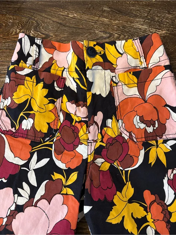 Maeve Anthropologie Colette Wide Leg Pants 25 Multicolor Floral Patch - Image 5
