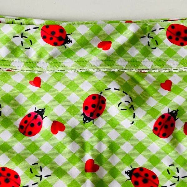 Unique Vintage Gingham & Ladybug Print Ruched & Ready Swim Bottom- Size L- NWT - Image 3