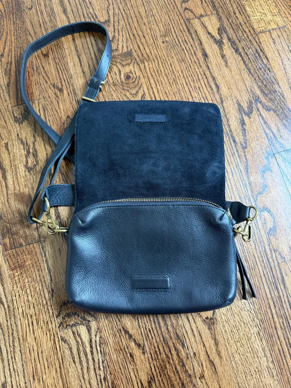 Madewell The Flap Convertible Crossbody Bag Black Leather Minimalist Travel - Image 7