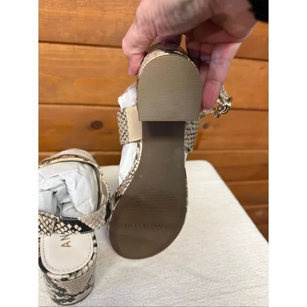 Anne Klein faux leather snakeskin block heel sandals Sz 7.5 NIB - Image 4