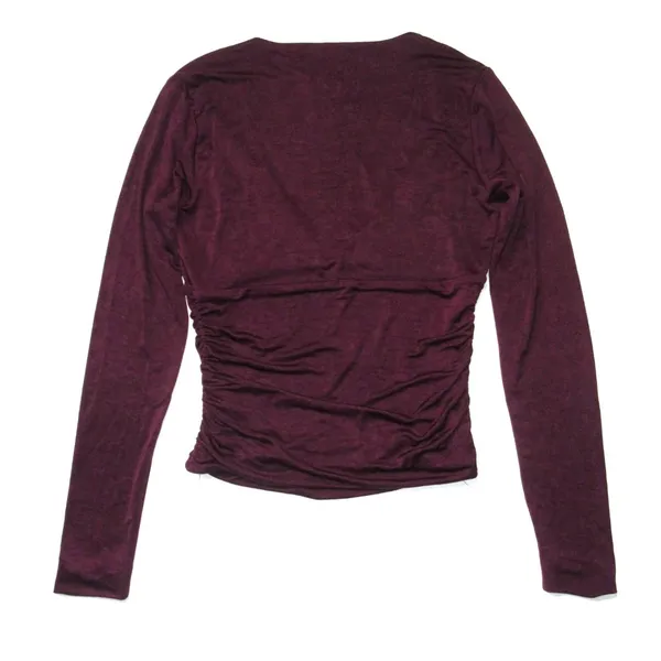 NWT Reformation Ines Knit Top in Wine V-neck Long Sleeve Ruched Blouse M - Image 6