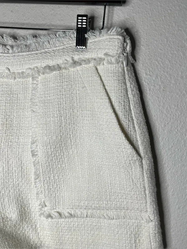 Cinq a Sept Allen Boucle High Rise Frayed Hem Shorts in Gardenia Size 6 - Image 6
