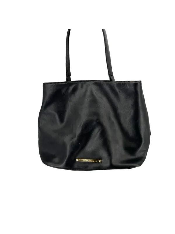 Betsey Johnson Black Bow Tote Faux Leather Floral Lining Whimsygoth Coquette - Image 5