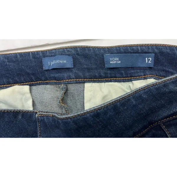 J. Jill York Denim Bootcut Jeans Size 12 Dark Wash Button Detail Stretch Pants - Image 3