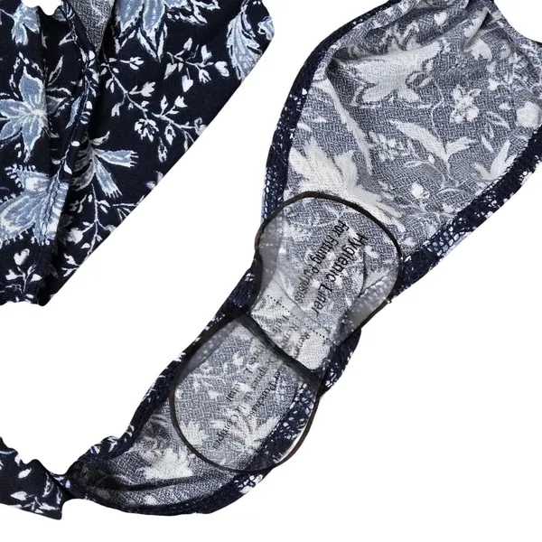 Lush Floral Off Shoulder‎ Ruffle Bodysuit XL Blueberry Cream T13052B-047 Navy - Image 6