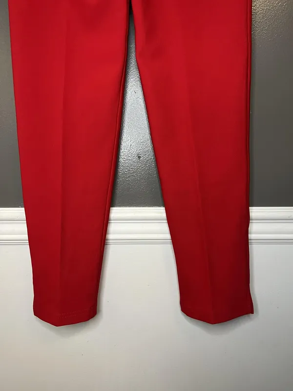 Allen Samo Pants Womens Medium Red High Waist Tapered Leg Slit Hem Zip USA - Image 7